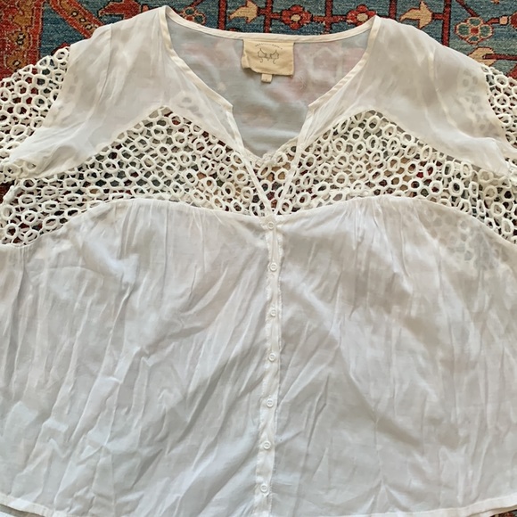 Anthropologie embroidered peasant top blouse boho Small 4 6 Top shirt blouse EUC - Picture 2 of 6